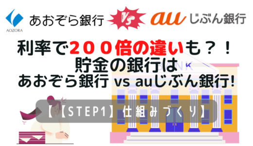 利率で200倍の違いも？！貯金の銀行はあおぞら銀行 vs auじぶん銀行！最強はどっち？